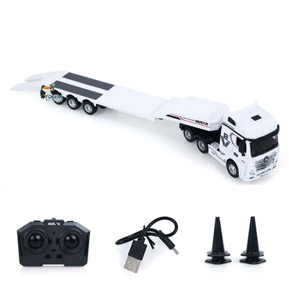 US Stock TOUCAN RC HOBBY RTR HUINA 9900 1/64 Remote Control Tractor Truck W/ 3Axle Plastic Semi Flatbed Trailer Lights Sound Effect Manual Support Legs