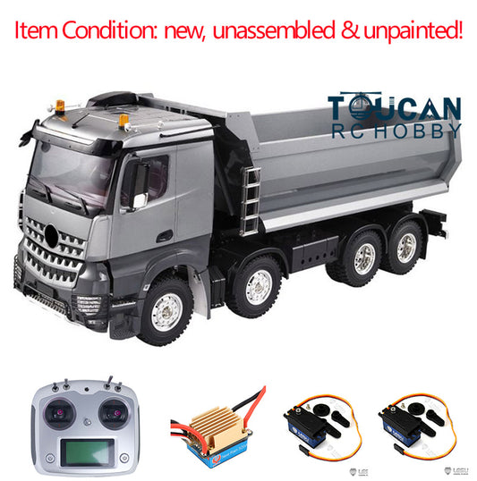 4Axles Metal 1/14 Unpainted RC Dumper Truck Radio Controlled Trailer Assembly Chassis KIT DIY Electric Vehicle ESC Motor