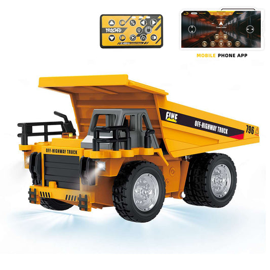 HG4-431 1:64 Electric RC Dump Truck Ready to Run LED Light Sound Effects Remote Control Construction Vehicle Model Tipper