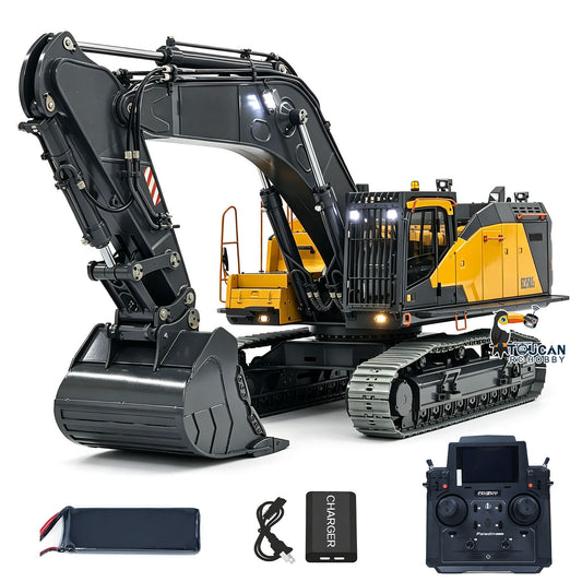 TOUCAN RC HOBBY MTModel EC950 1/14 Metal RC Hydraulic Excavator Dual Pump Digger Model 8CH Valve Ripper Light Sound Brushless Drive Motor Display Screens for Adult