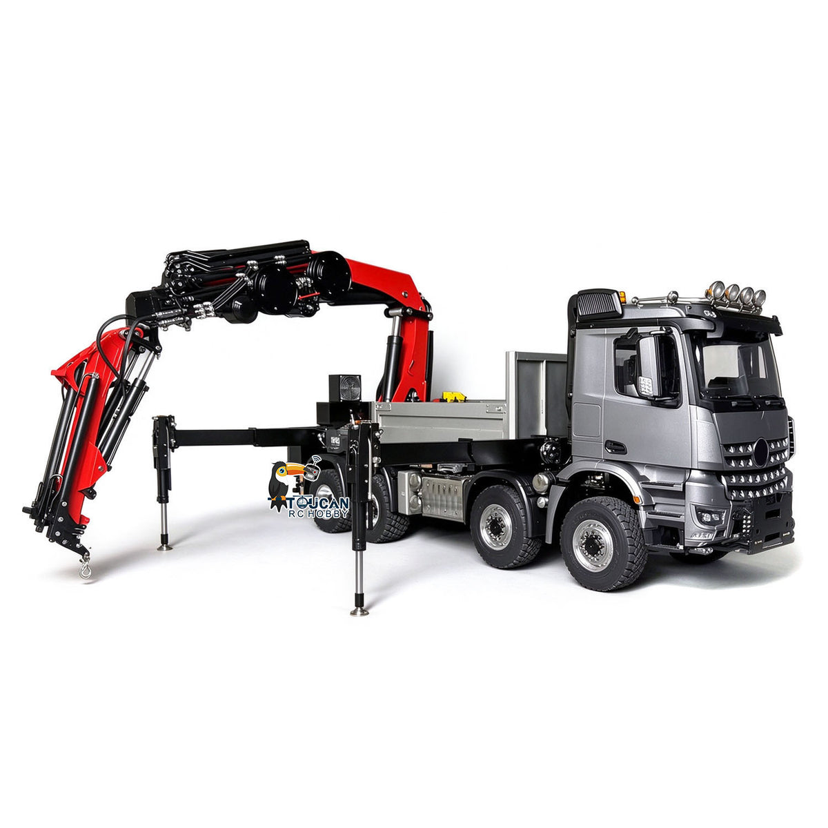 TOUCAN RC HOBBY LXY 1:14 Metal RC Hydraulic Crane Tractor Truck 8X8 Remote Control Lorry Extension Jib Electric Winch Removable Cargo Bed 3 Speed Differential Locks Axles