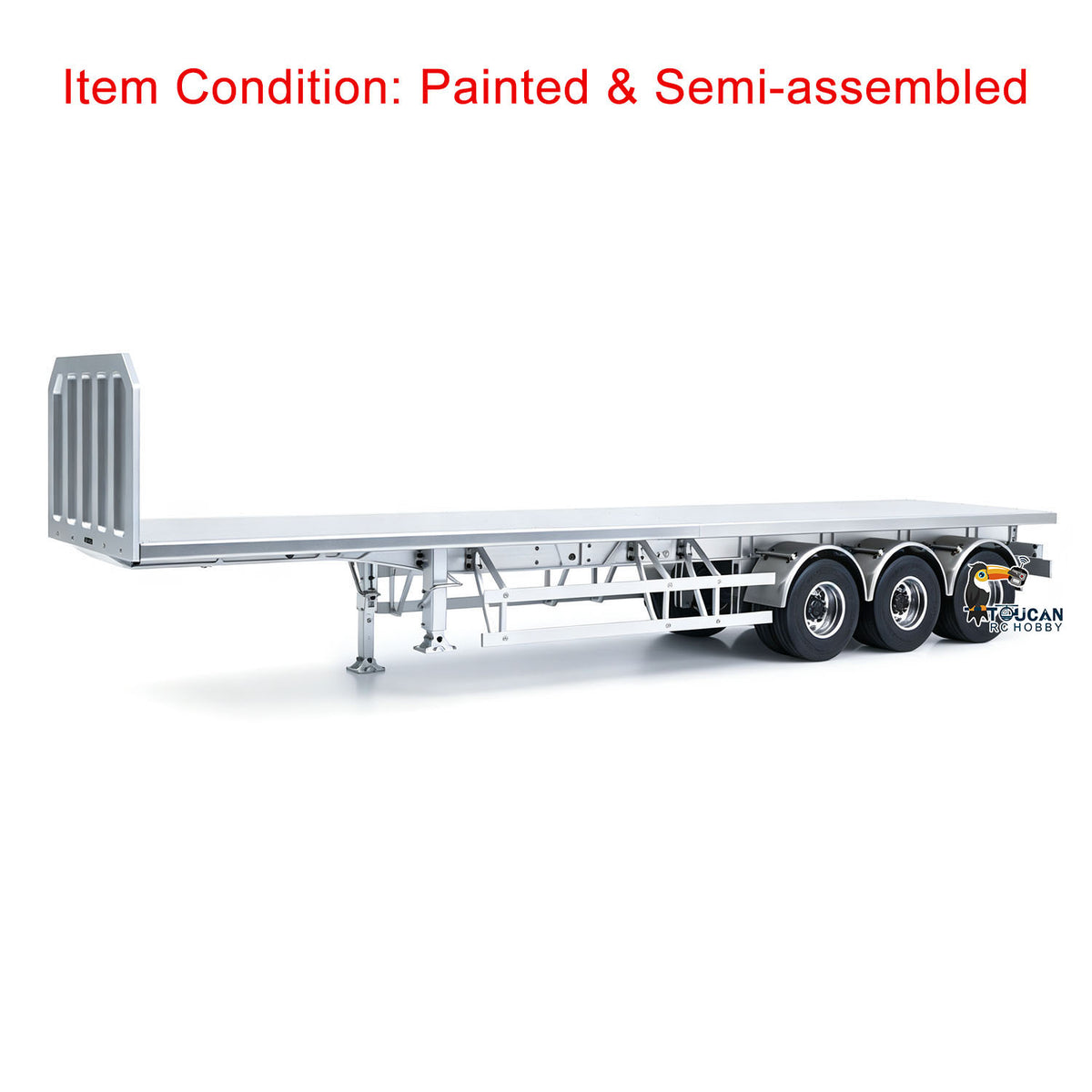 TOUCAN RC HOBBY MD Metal 3Axles Flatbed Trailer Manual Support Legs for 1/14 Remote Control Tractor Truck 770S RC Digger Loader DIY Model