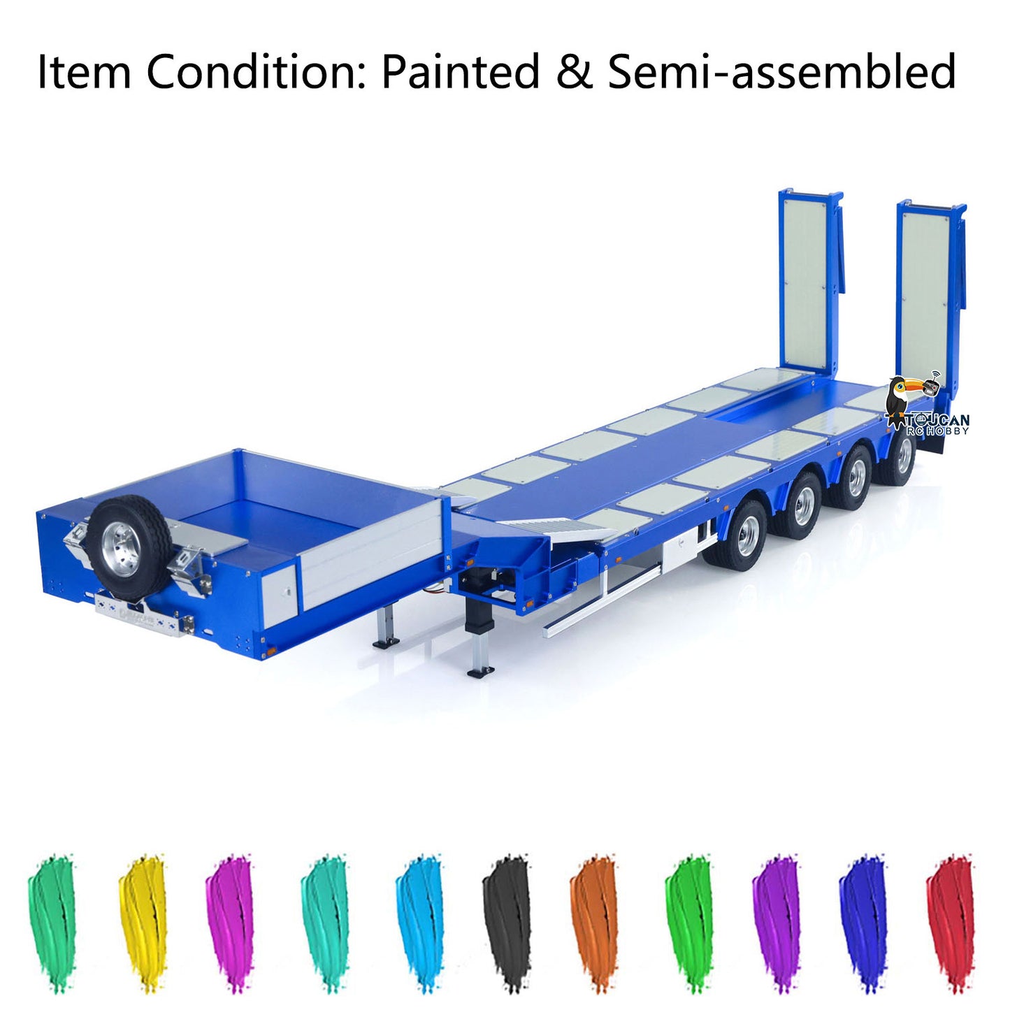 Degree 1/14 Metal Heavy 4Axle Steering Trailer 997 V2 Adjustable Length Width For Remote Control Tractor Truck 56379