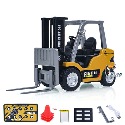 1/64 RC Forklift Full Proportion Control Realistic Details Road Barrier Desktop Ornaments Parent Child Interaction RTR