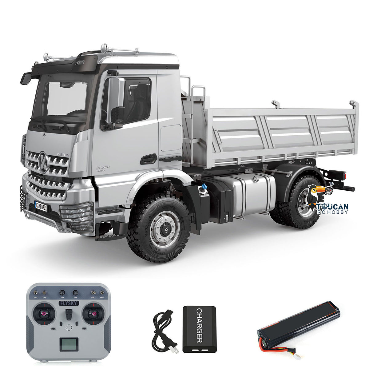 TOUCAN RC HOBBY Kabolite 4*4 1/14 Plastic RC Dumper Truck 5701 Remote Control Tipper Car RTR Model 2-speed Gearbox Light Sound 2.4G Radio Controller and Receiver Battery