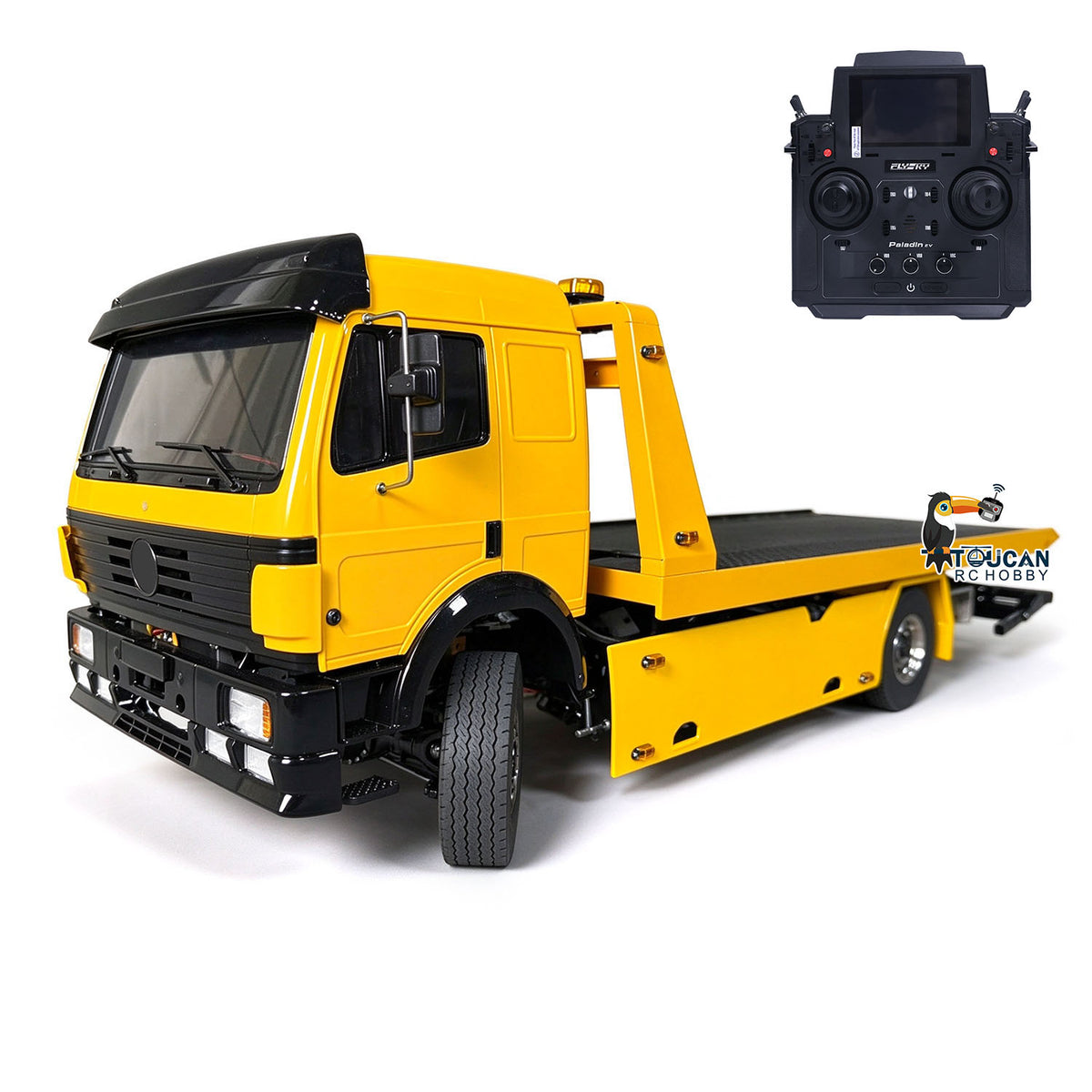 TOUCAN RC HOBBY LXY 3348 Metal 4x4 1/14 Remote Control Hydraulic Road Rescue Truck 3-Speed Gearbox Flatbed Tow Trucks Rollback Wrecker Diff Locks