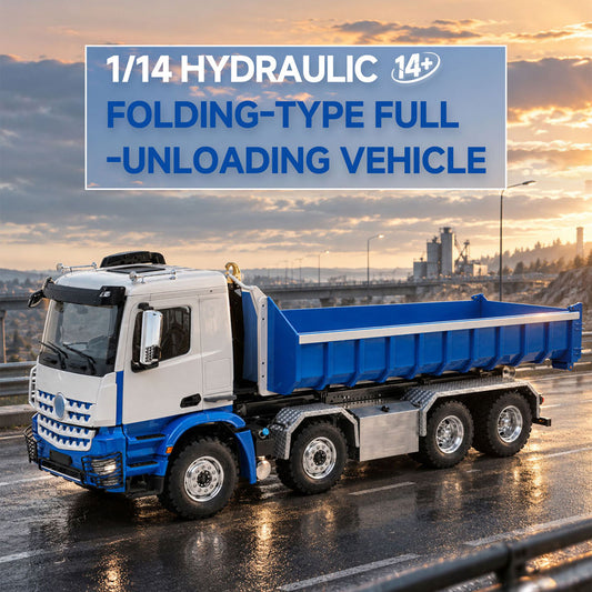TOUCAN RC HOBBY LESU Z0096 1/14 RC Hydraulic Roll Off Dump Truck with 8x8 Metal Chassis Telescopic Hook Lift 3 Speed Transmission Light Sound