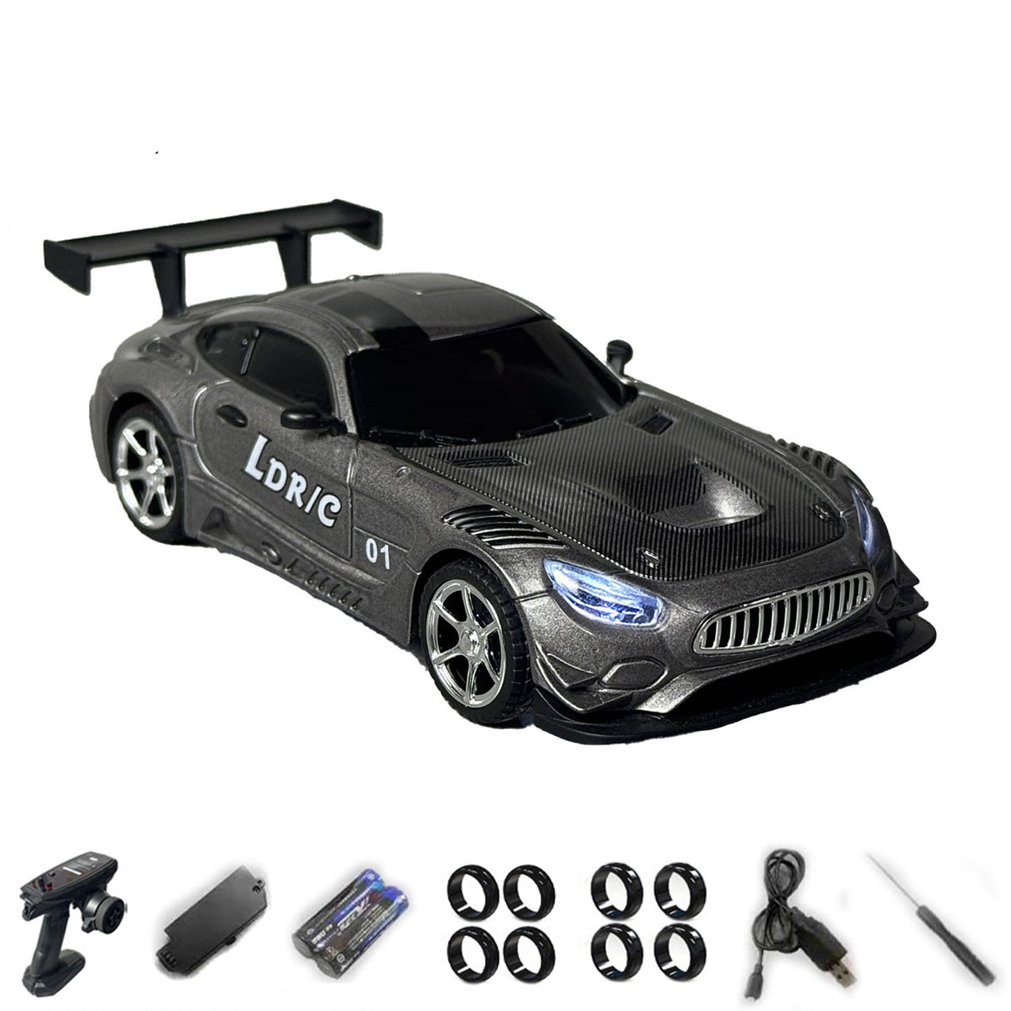 LDRC LD4301 1/43 Radio Control Drifting Car 4X4 RC Racing Vehicle Model Metal Body Shell 2Speed LED Lights No Sound System