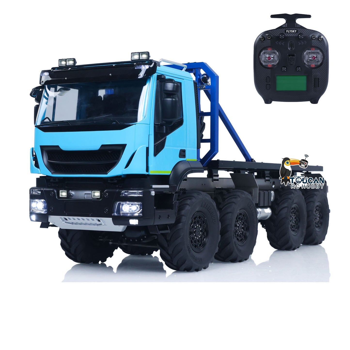 MODO 1/14 Metal 8x8 RC Crawler Car PNP FlySky ST8 Radio Controller Light Sound System Electric Winch Differential Lock 2-speed gearbox for Enthusiast