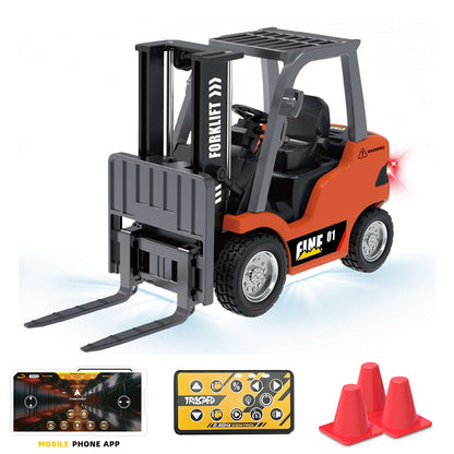 1/64 RC Forklift Full Proportion Control Realistic Details Road Barrier Desktop Ornaments Gift Parent Child Interaction RTR