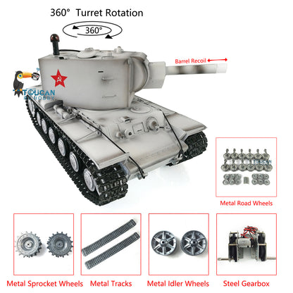 Henglong 1/16 7.0 Customized Painted RC Tank Metal Road Wheeled Radio Control Tracks Soviet KV-2 Gigant RTR 3949 360