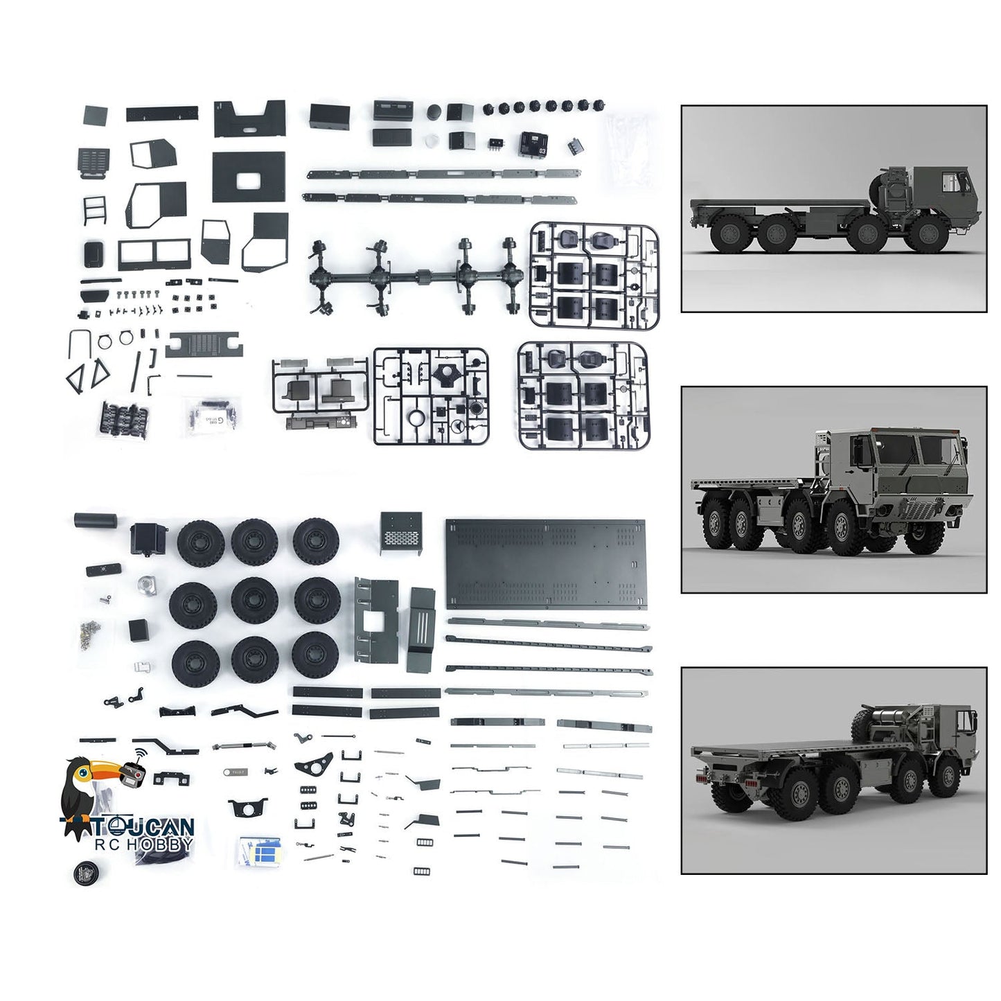 CAPO CUB3 8X8 Metal CNC 1/18 RC Military Transport Truck 2Speed Gearbox Lock Differential Axle DIY Model Car No Electronic Parts