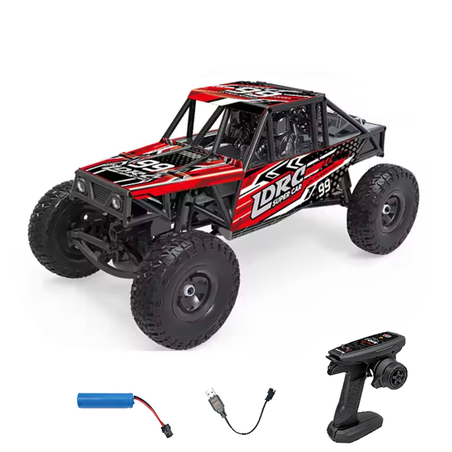 US Stock LDRC LD18499 1/18 2.4G RC Climbing Car 4*4 Remote Control Vehicle 280 Brushed Motor ESC Ready to Go Battery Servo USB Charge
