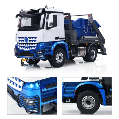 3Speed LESU Skip Loader 3363 Metal 4X4 Chassis 1/14 RC Hydraulic Swing Arm Garbage Dump Truck Light Sound Hub Reduction Axle