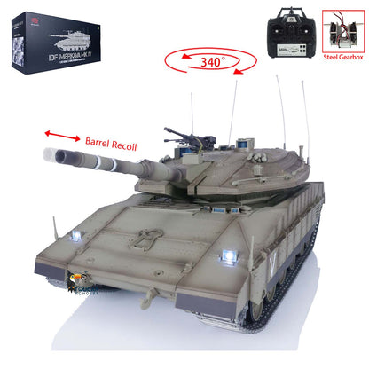 US Stock Henglong 1:16 RC Military Battle Tanks Remote Controlled Panzer DF Merkava MK IV 3958 Upgraded Edition Electric Model