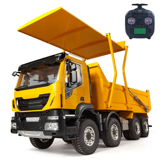 1/14 Hydraulic RC Tipper Truck with Flip-over Cover 8x4 Metal Dump Car Models