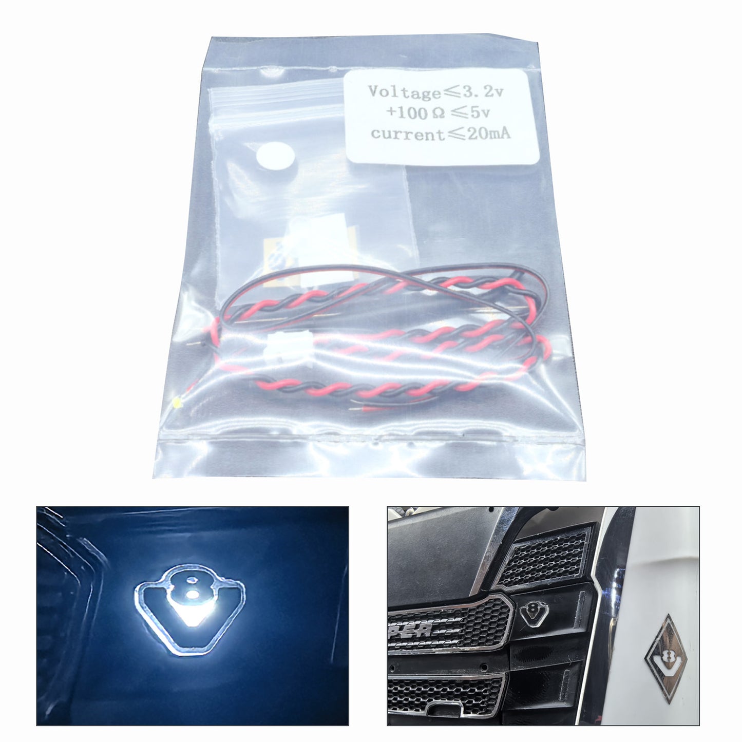 Plastic LED Light W/Metal Sticker For DIY 1/14 TAMIYA Remote Control Tractor Truck SC 770S 56368 56371 56379 Model Accessories