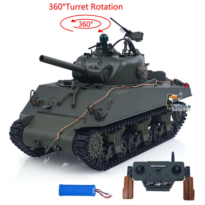 Large Hatch 1/16 Remote Control Tank Sherman M4A3 Infrared System Barrel Elevation Smoke Unit Metal Chassis Gearbox 360 Degrees Turret