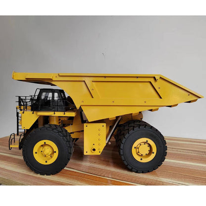 21KG Heavyweight 1/20 Metal Hydraulic Dump Truck Model 793D 2Speed Transmission 4 Wheel Spring Suspension Lights No Sound System