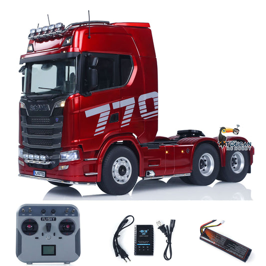 KABOLITE Metal 1/14 770S 100 RC Tractor Truck 6x6 Remote Control Lorry RTR Car Model 2Speed Gearbox Differential Lock Battery Radio System Light Sound