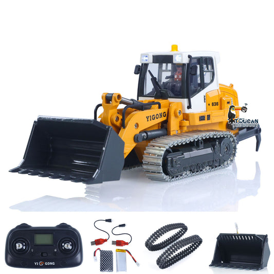 Fast Free Shipping 1:50 RC Electric Lifting Tracked Loader LR636 2.4G Construction Vehicle Metal Bucket Tracks Ripper RTR Model Light Sound Battery