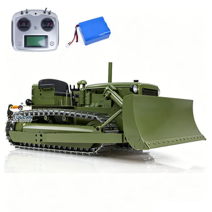 In Stock Metal 1/14 RC Bulldozer D7 Remote Control Dozer Model Hydraulic Construction Vehicles Truck Flysky Radio CNC Light Sound Battery