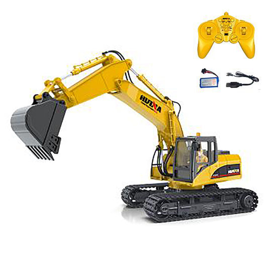 In Stock HUINA 1/14 RC Electric Excavator 1535 Remote Control Digger 15CH 2.4G Radio Finished Toy Model Battery Sound Light Effects