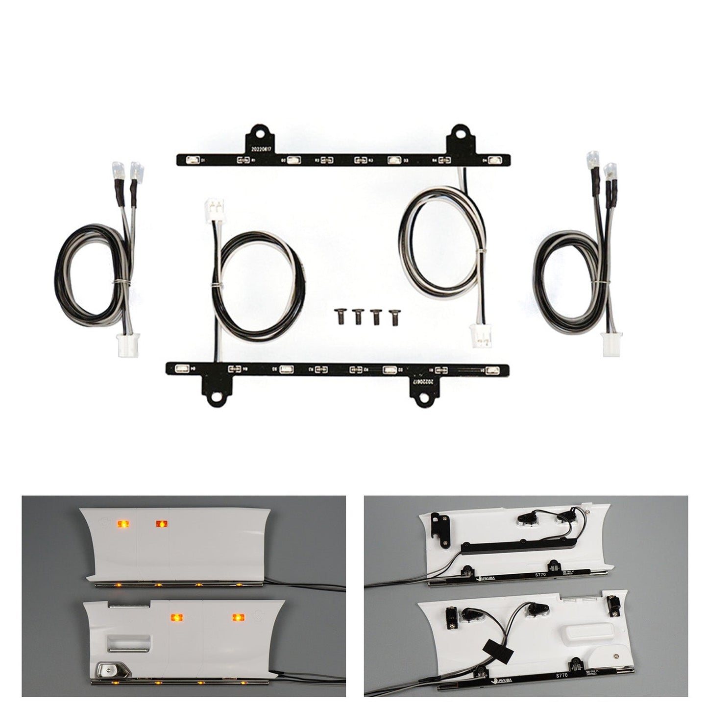 Plastic Side Skirt Light 3-7V LED Warning Lamp for 1/14 DIY TAMIYA Remote Control Tractor Truck Model 770S 6x4 56368 Car Parts