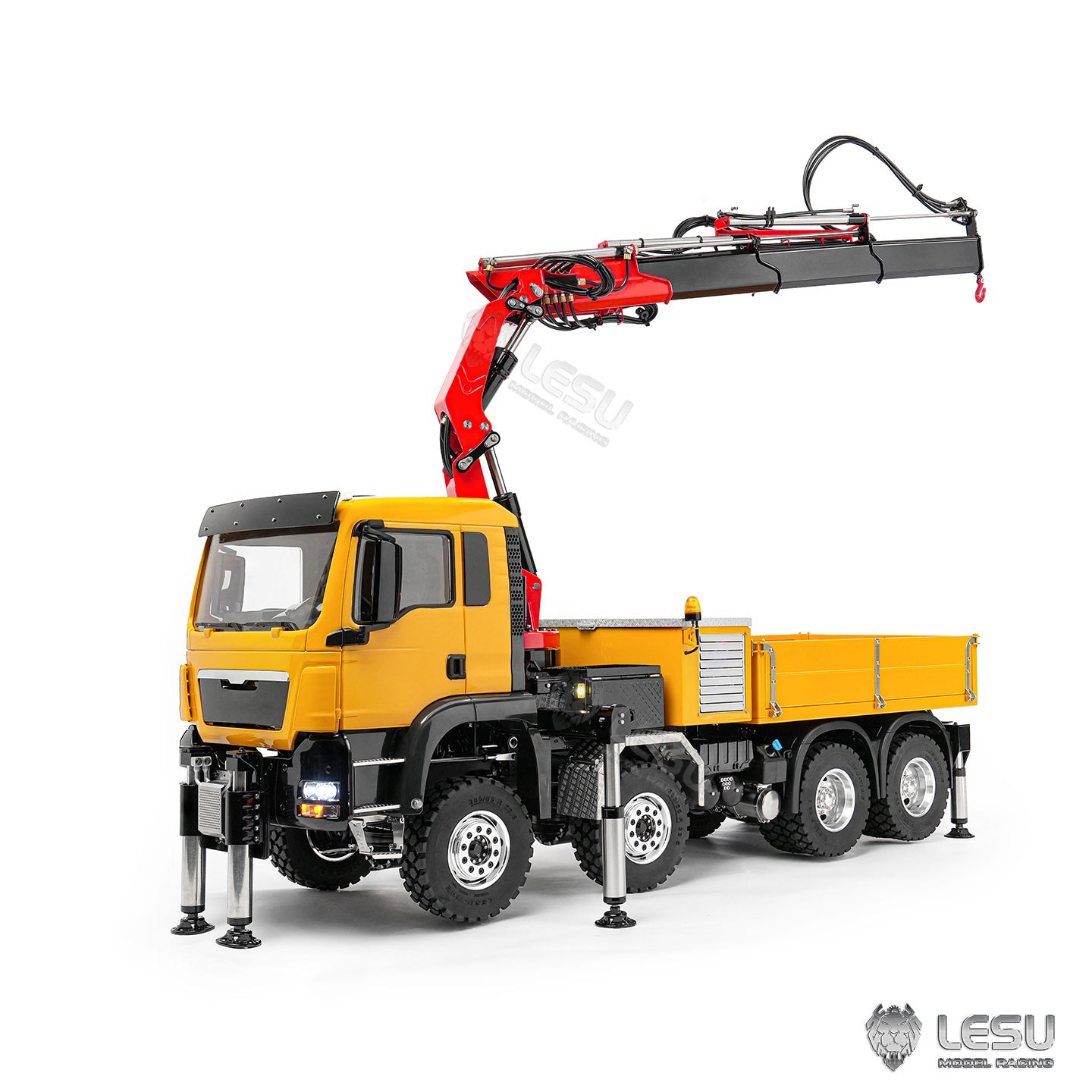 LESU 3363 1/14 8X8/6X6 Metal RC Hydraulic Crane Truck Axles Differential Locks 7CH Valve 6 Outriggers 3-speed Gearbox Light Sound for Adult