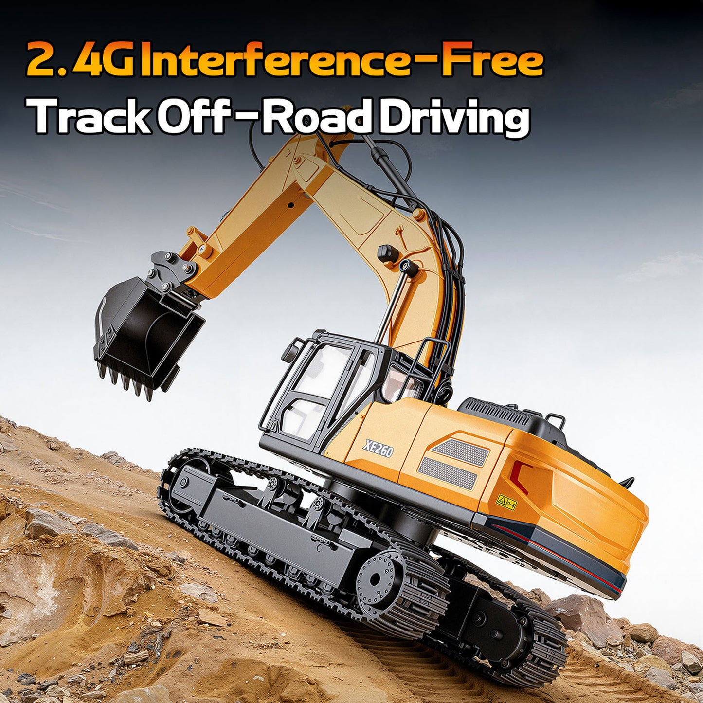 HUINA 1/24 Electric RC Excavator XE1260 Remote Control Digger RTR 360 Degree Rotation Finished Model Metal Bucket Light Sound