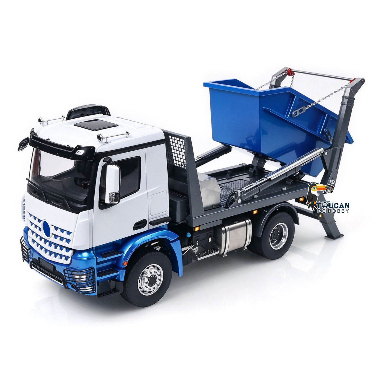 In Stock 3Speed LESU Skip Loader 3363 Metal 4X4 Chassis 1/14 RC Hydraulic Swing Arm Garbage Dump Truck Light Sound Hub Reduction Axle