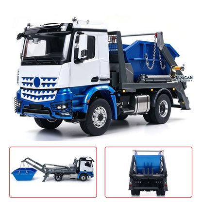 In Stock 3Speed LESU Skip Loader 3363 Metal 4X4 Chassis 1/14 RC Hydraulic Swing Arm Garbage Dump Truck Light Sound Hub Reduction Axle