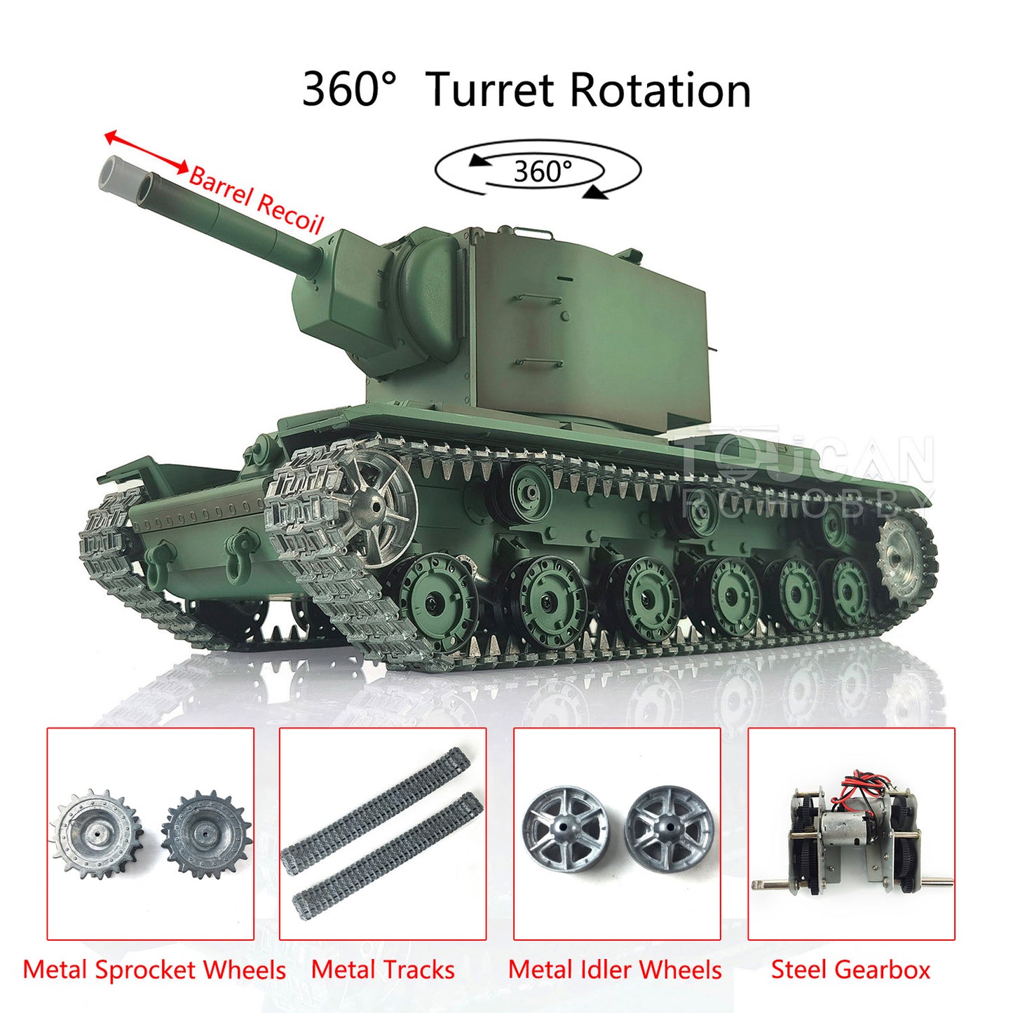 Henglong 1/16 7.0 Upgraded RC Tank Gigant Painted Heavy Remote Controlled Giant Military Trucks Soviet KV-2 RTR 3949 360 Turret