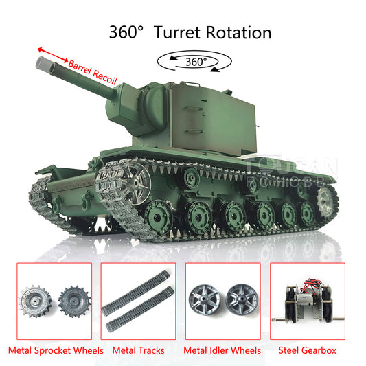 Henglong 1/16 7.0 Upgraded RC Tank Gigant Painted Heavy Remote Controlled Giant Military Trucks Soviet KV-2 RTR 3949 360 Turret