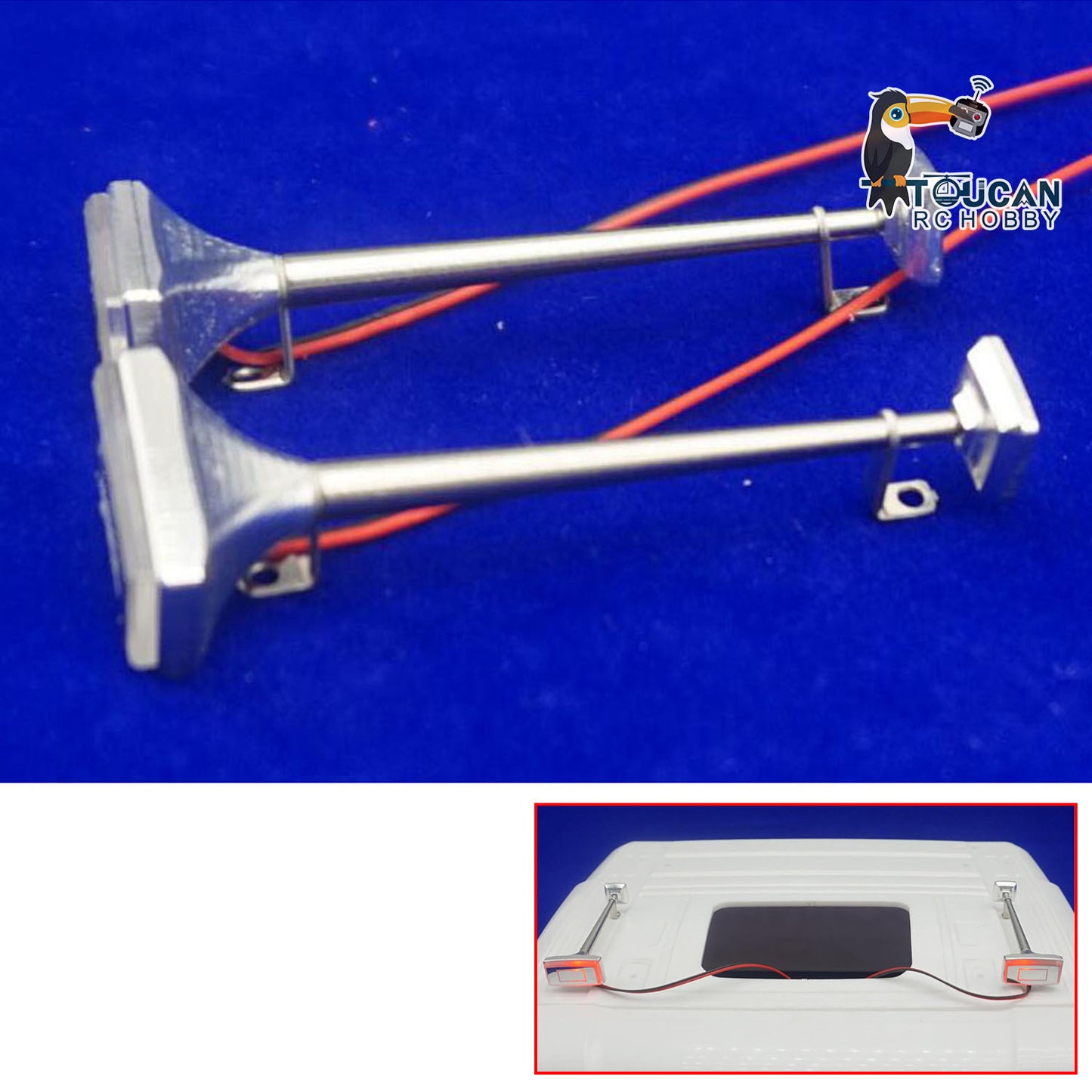 Metal 1Pair Horns with LED Light for 1/14 RC Tractor Truck Remote Control Construction Vehicle DIY Spare Parts Painted Car Shell