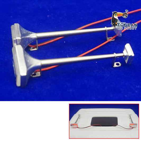 Metal 1Pair Horns with LED Light for 1/14 RC Tractor Truck Remote Control Construction Vehicle DIY Spare Parts Painted Car Shell