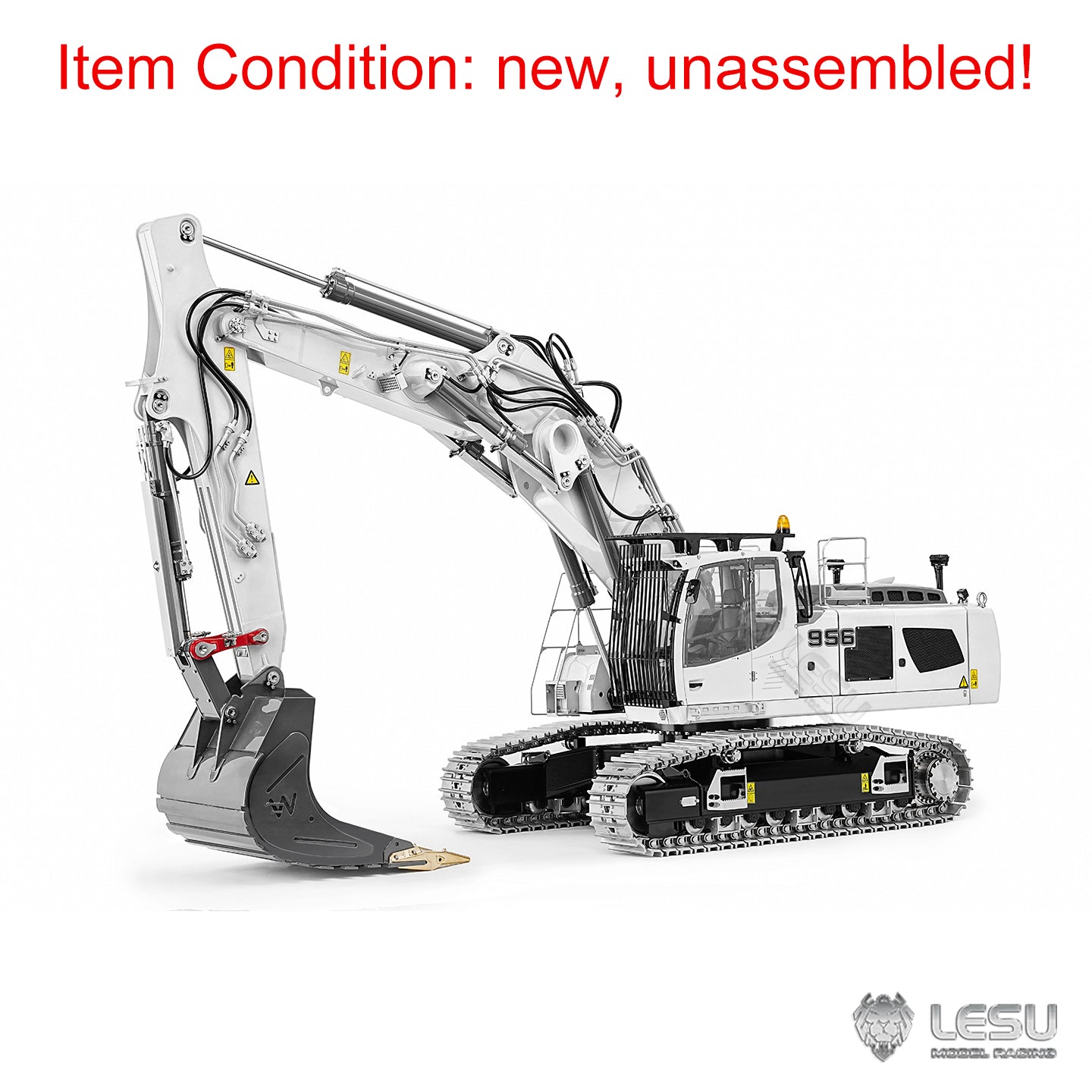 Metal LESU 1/14 Radio Controlled Hydraulic Excavator Aoue LR956 KIT 3 Arms RC Digger Model 4MPA Dual Pumps 7CH Valve Light