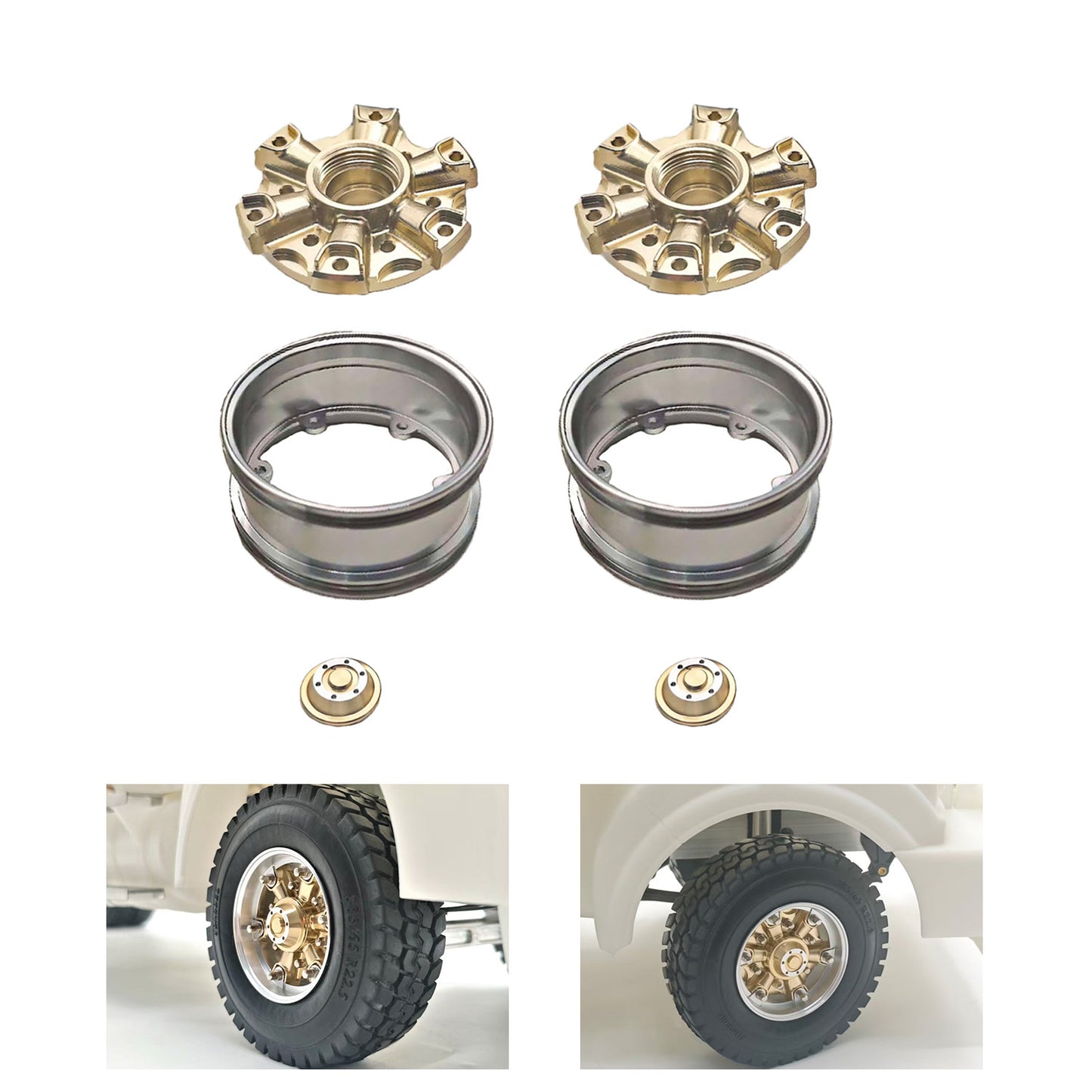 CNC Aluminum Spoke Front Wheel Hub for 1/14 TAMIYA RC Tractor Truck King Hauler 56379 56366 56344 56356 Model Lorry Upgrade Part