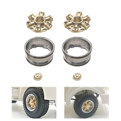 CNC Aluminum Spoke Front Wheel Hub for 1/14 TAMIYA RC Tractor Truck King Hauler 56379 56366 56344 56356 Model Lorry Upgrade Part