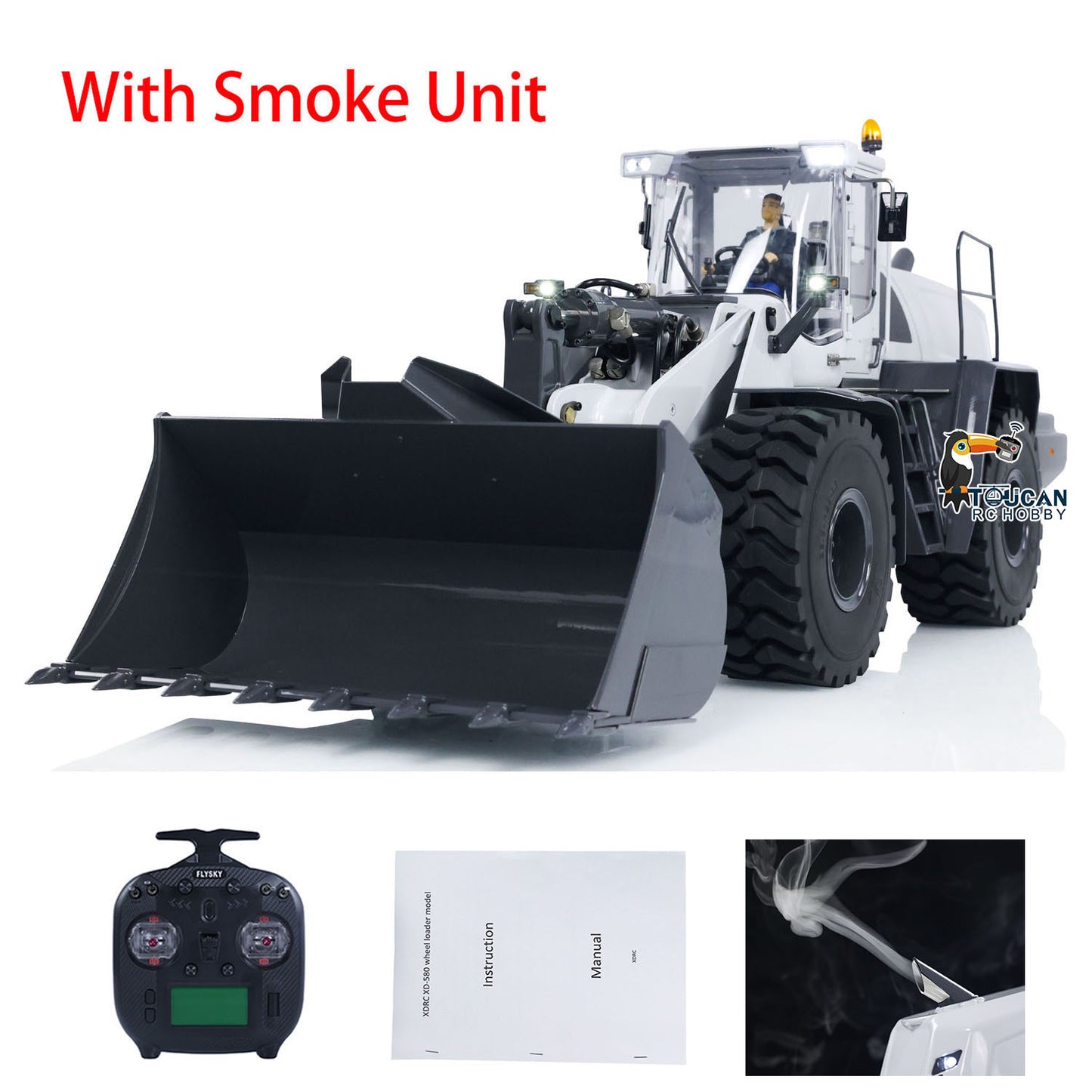 IN STOCK XDRC Metal 1/14 RC Hydraulic Equipment Loader 580 Remote Controlled Engineering Vehicle DIY Model Smoke Sound Light