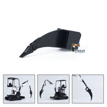 JXModel Metal Ripper Rake Grille Leveling Bucket Leveling Beam Electric Power Rammer Ditch Cleaning Bucket Gripper for 1/14 E20 RC Hydraulic Excavator DIY