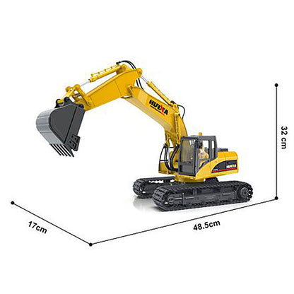 In Stock HUINA 1/14 RC Electric Excavator 1535 Remote Control Digger 15CH 2.4G Radio Finished Toy Model Battery Sound Light Effects