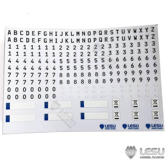 LESU License Stickers for 1/14 RC Trucks EU Construction Remote Controlled Tractor Trailer Vehicles Car Parts DIY