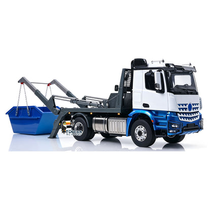 In Stock 3Speed LESU Skip Loader 3363 Metal 4X4 Chassis 1/14 RC Hydraulic Swing Arm Garbage Dump Truck Light Sound Hub Reduction Axle
