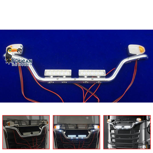 LED Lamps Aluminium Bar Light for 1/14 RC Tractor Remote Control Truck 56323 56371 770S Cars Painted Accessories DIY Model