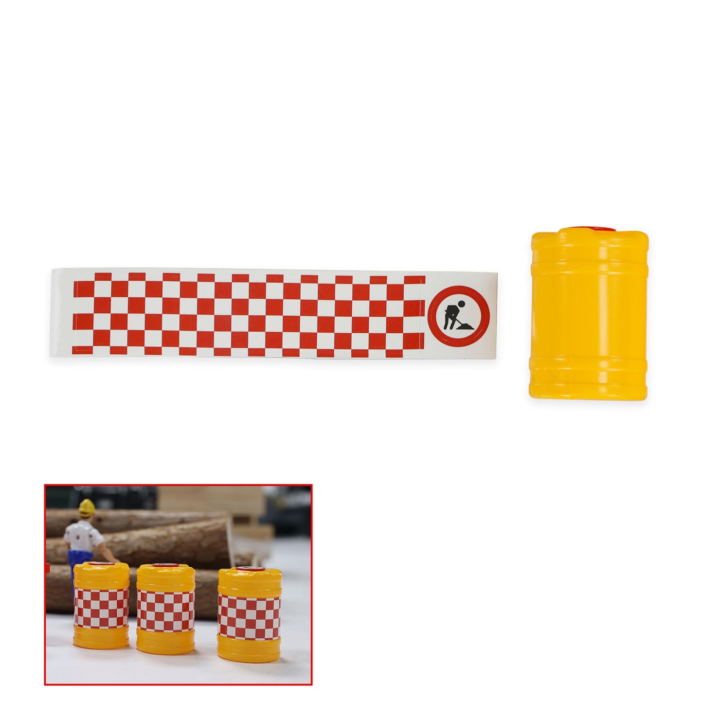 Kabolite Plastic Traffic Signs/Guardrail/Barrier/Cone/Crash Bucket/Metal Transformer Box for 1/14 RC Construction Vehicles Truck DIY Models K970 K963-100