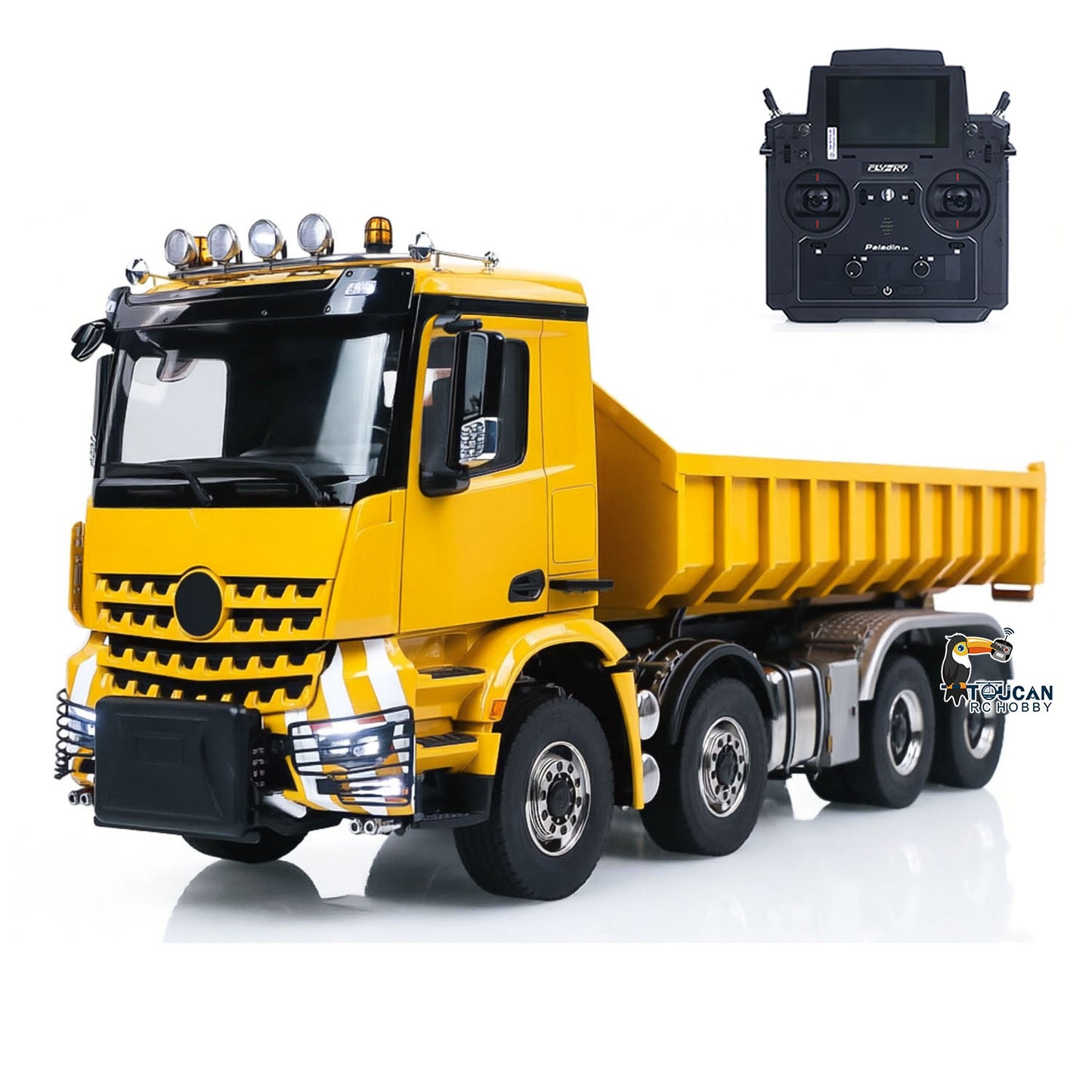 1/14 Remote Control Hydraulic Full Dumper 8*8 5 Valves RC Roll On Off Tipper Engineering Vehicle Differential Locks No Charger