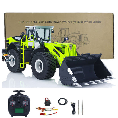 JDModel 198 ZW370 1/14 Metal RC Hydraulic RTR Loader 2-Speed Transmission ST8 Controller Light Sound Axles Lock Brushless Motor & ESC for Model Collectors