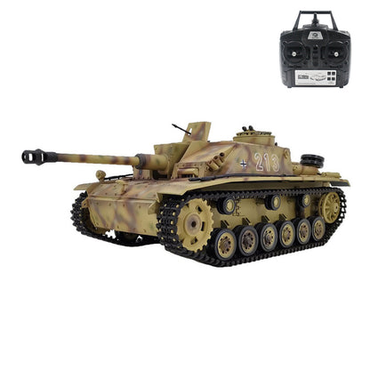 2.4G Henglong 1/16 7.0 Plastic German Stug III RTR RC Tank Model 3868 BB IR Steel Gearbox 1800MAH Battery Radio Sound Lights