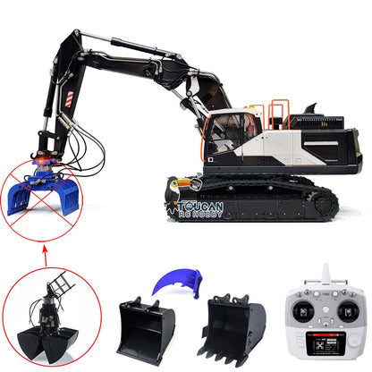 MTM Metal Remote Control Tracked Digger Cars 1/14 EC380 3 Arms RC Hydraulic Excavator Clamshell Bucket Ripper Engineering Vehicles